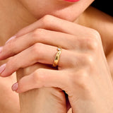 Diamond Chevron Band Ring in 14K Real Gold