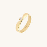 Solid 14K Gold Diamond Solitaire Band Ring