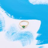 14k Solid Gold Square Emerald Art Deco Ring