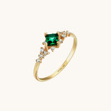 Sparkle Square Emerald Promise Ring in Gold