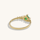 14k Solid Yellow Gold Square Emerald Art Deco Ring