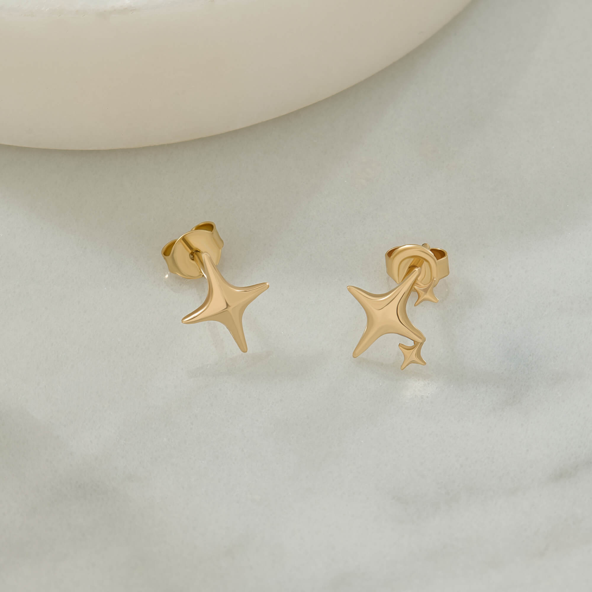 Real Yellow Gold Sparkle Studs