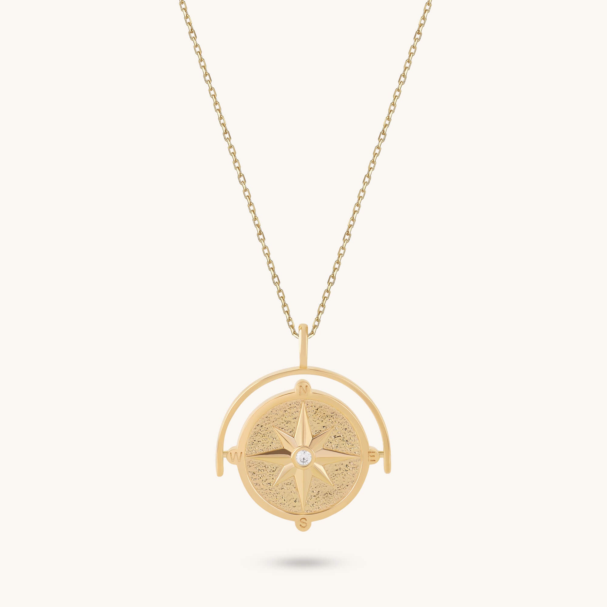 Spinner Compass Necklace in Gold Vermeil on 925 Sterling Silver