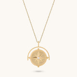 Spinner Compass Necklace in Gold Vermeil on 925 Sterling Silver