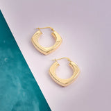 14K Gold Modern Square Hoops Earrings