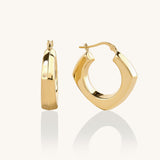 14 Solid Gold Square Hoop Earrings