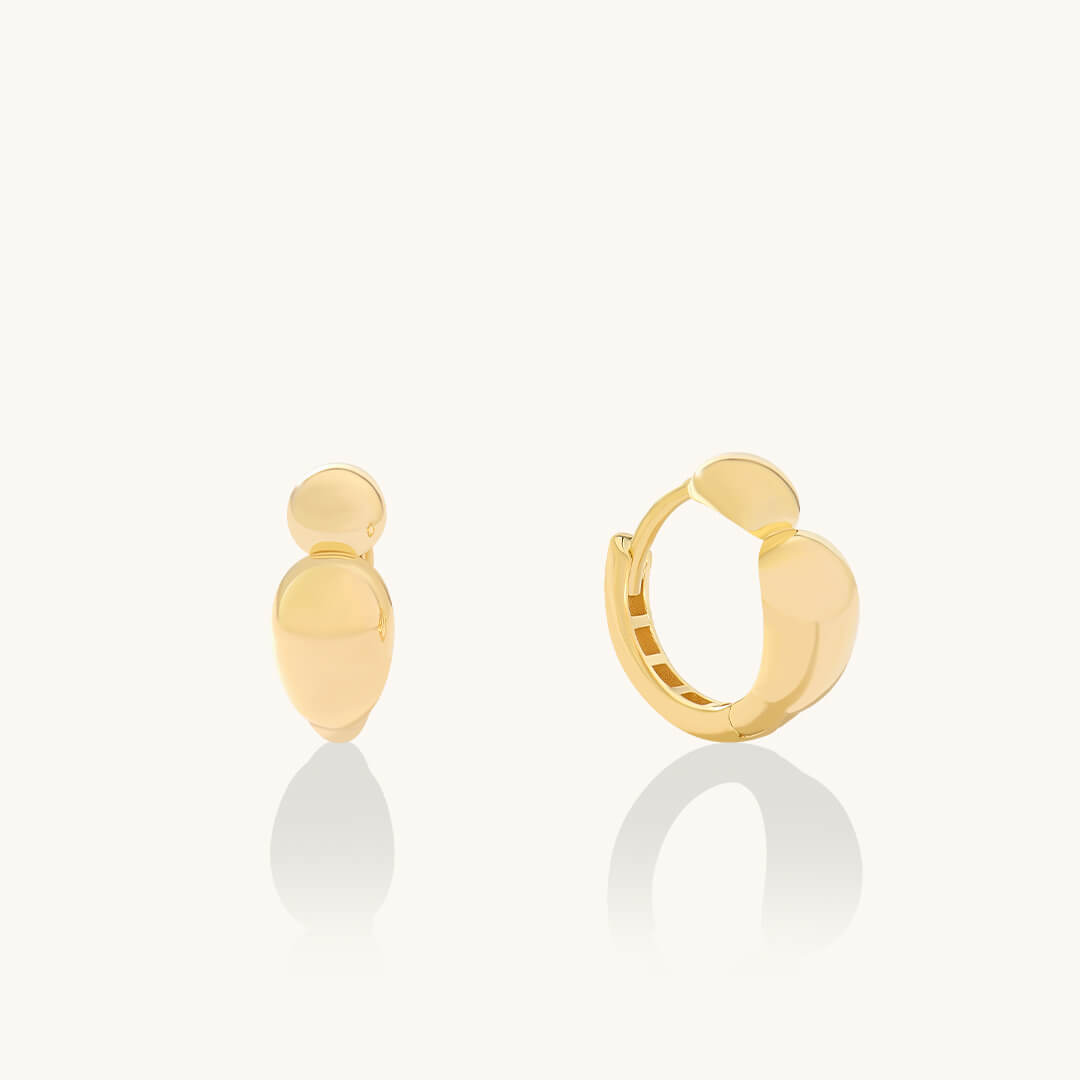 24K Gold Vermeil Stacked Dome Huggies