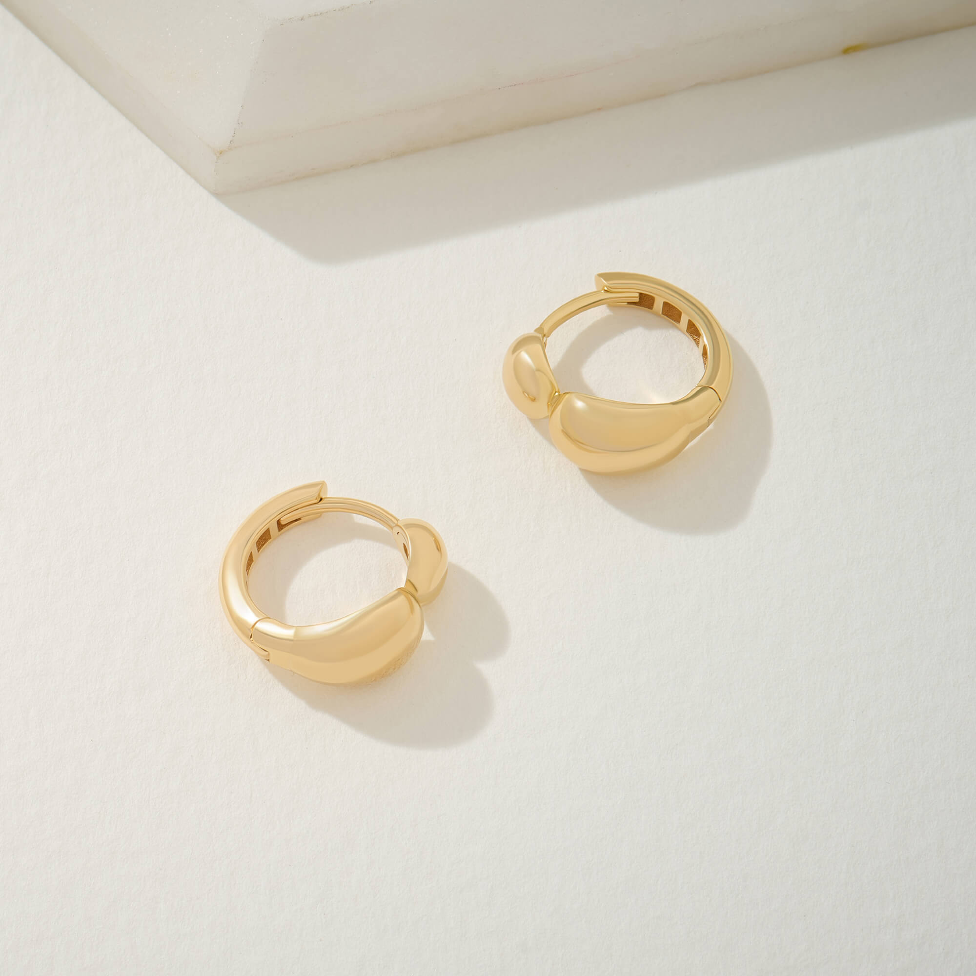 Stacked Dome Huggies in 24K Vermeil