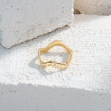 14K Real Gold Starburst Wave Ring