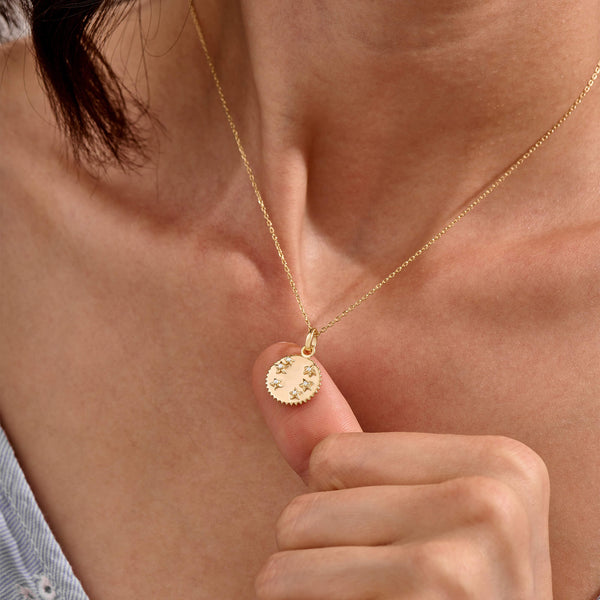 Women's Stars Coin Necklace in Gold Vermeil on 925 Solid Silver