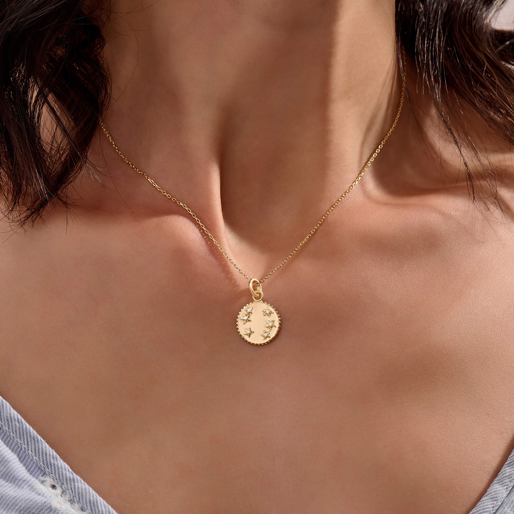 Stars Coin Necklace in Gold Vermeil on Silver