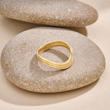 14K Real Gold Wave Band Ring
