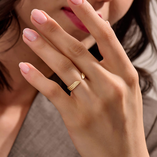 Women's Streamline Design Open Ring in 14K Solid Gold