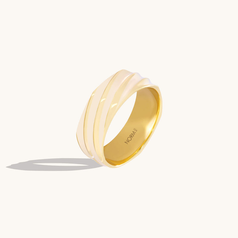 Striped Band Ring in Gold Vermeil on 925 Sterling Silver
