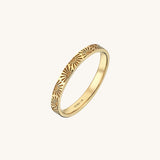 Sunburst Wedding Band Ring in 14k Real Gold