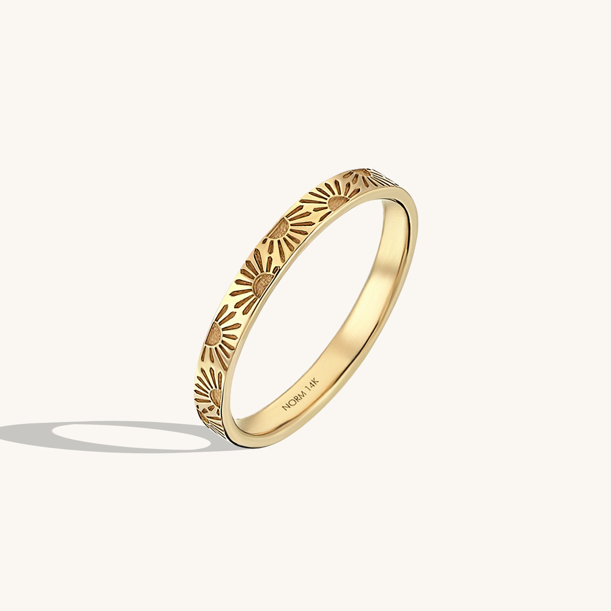 Women's Sunburst Wedding Band Ring in Real Yellow Gold – NORM JEWELS