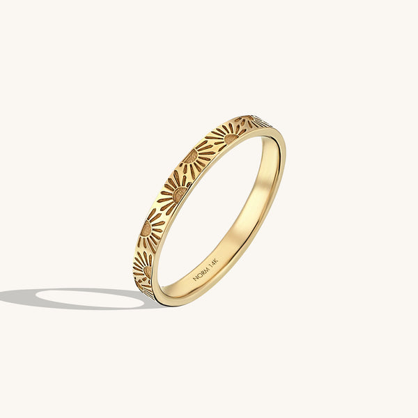 Sun Band Ring in 14k Real Gold 