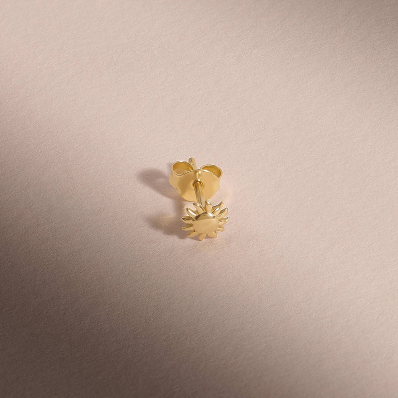 Tiny Sun Stud Earrings in 14K Gold