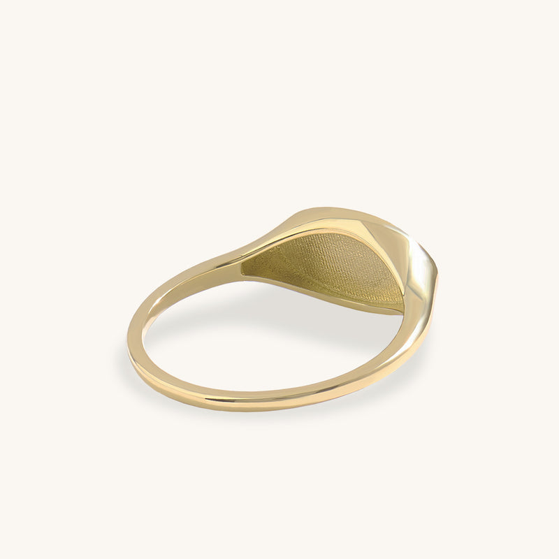 14K Real Yellow Gold Sun and Moon Signet Ring