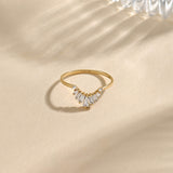 Sunburst Tapered Baguette Curved Ring in Gold