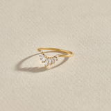 Sunburst Tapered Baguette Curve Ring in 14k Solid Gold