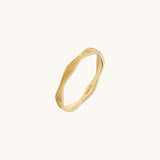 Sunburst Wave Band Ring in 14k Real Yellow Gold