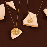 14k Real Gold Floral Charm Necklace for Women