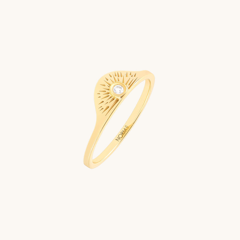 Sunset Half Signet Ring in Gold Vermeil on 925 Sterling Silver