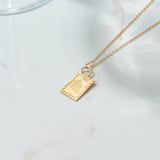 Women's Rectangular Pendant with Sunshine Design in 14K Solid Gold
