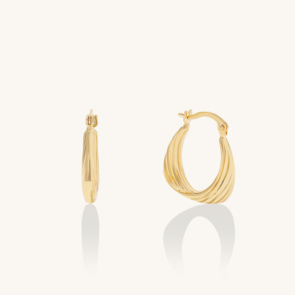 Swirl Hoop Earrings in Gold