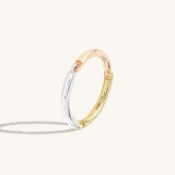 14K Real Gold Three Colored Link Stacking Ring