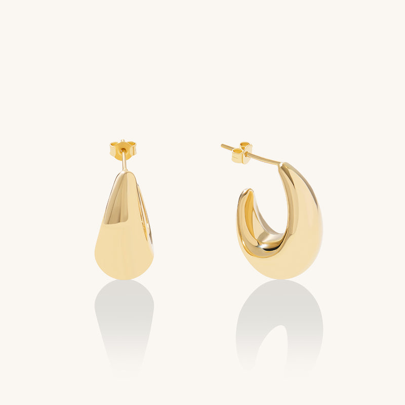 Teardrop Open Hoop Earrings in Gold