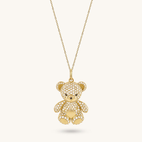 Teddy Bear Necklace in Gold