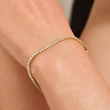 14k Solid Gold Tennis Bracelet, Cubic Zirconia Bracelet 