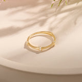 Women's 14K Real Yellow Gold Textured Bamboo Ring