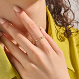 Women's 14K Solid Gold Textured Bamboo Ring