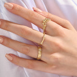 Solid 14K Yellow Gold 3mm Textured Bamboo Ring