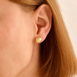 Women's Textured Button Stud Earrings in Gold