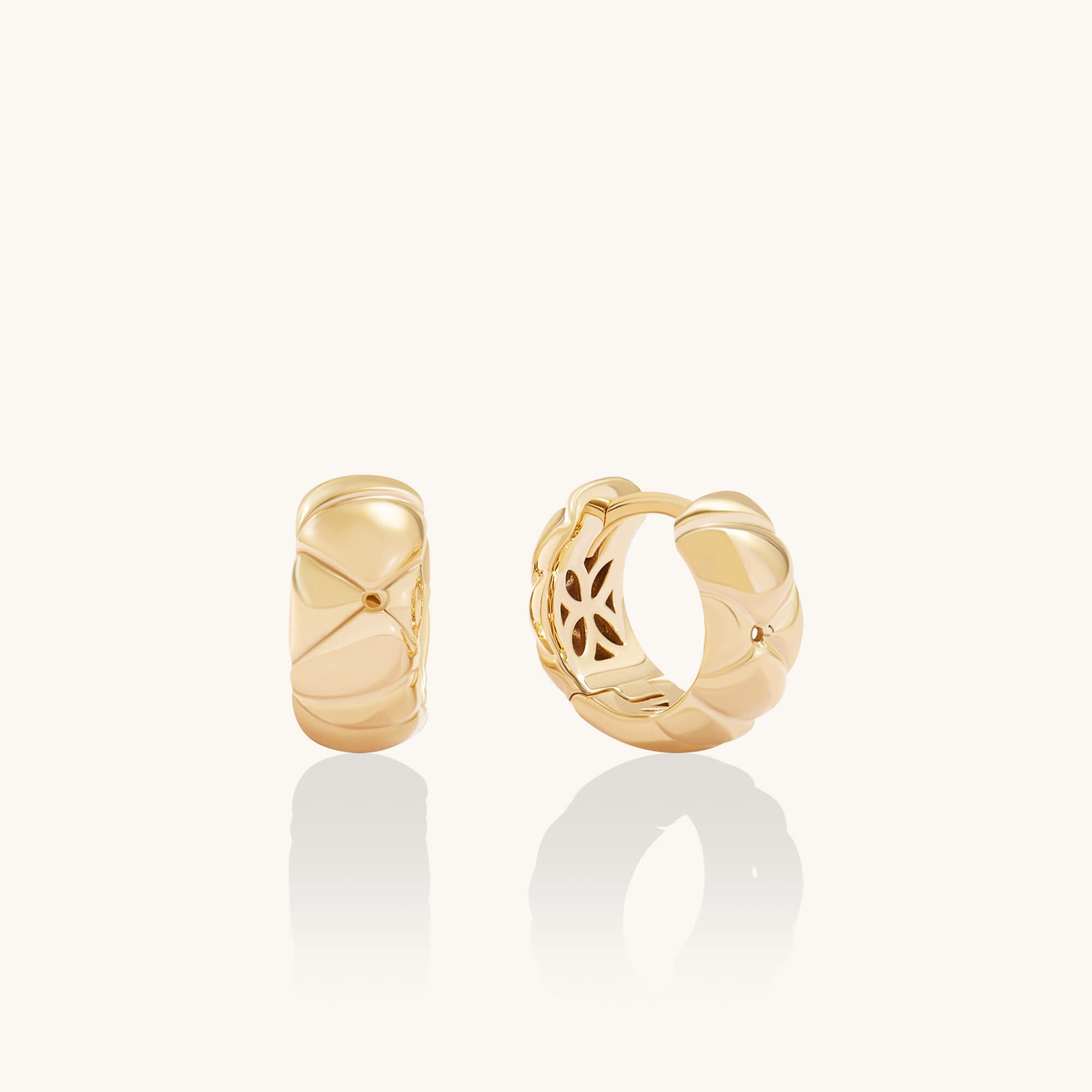 Textured Chunky Huggie Earrings in 24K Gold Vermeil