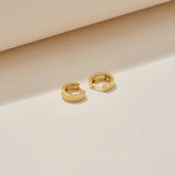 Textured Wide Huggie Hoop Earrings in Real 14K Gold