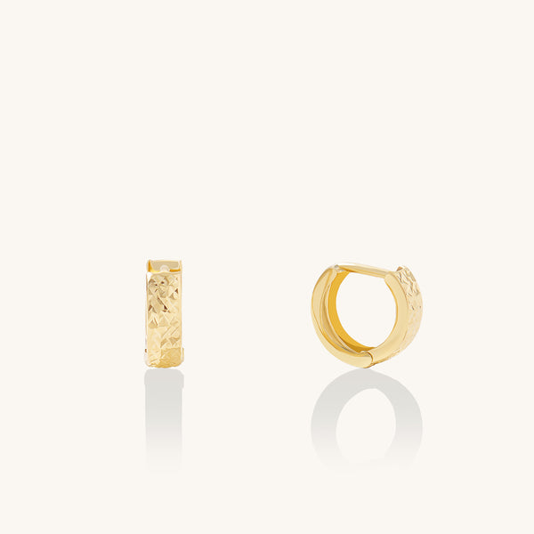 Textured Wide Huggie Hoop Earrings in Gold