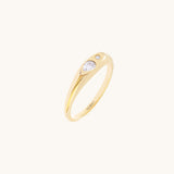 24K Gold Plated Vermeil Toi et Moi Signet Ring in 925 Solid Silver