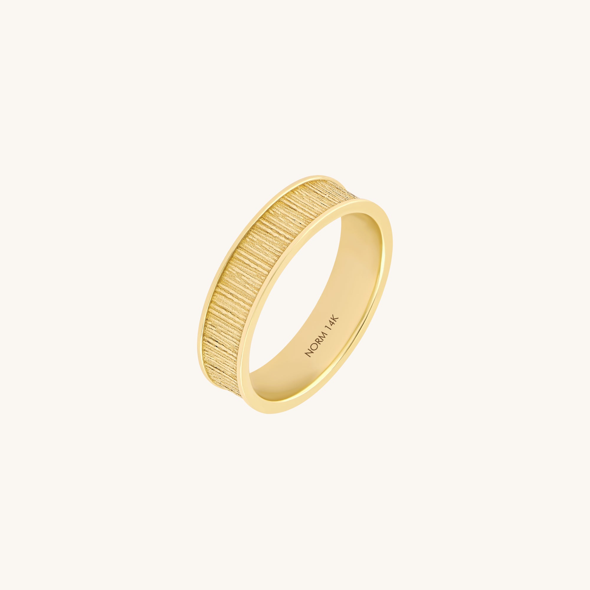 Tree Bark Design 4.70mm Band Ring in 14K Gold