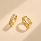 14K Solid Gold Textured Band Ring