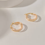 Women's Tri-Tone Hoop Earrings in 14k Yellow Gold