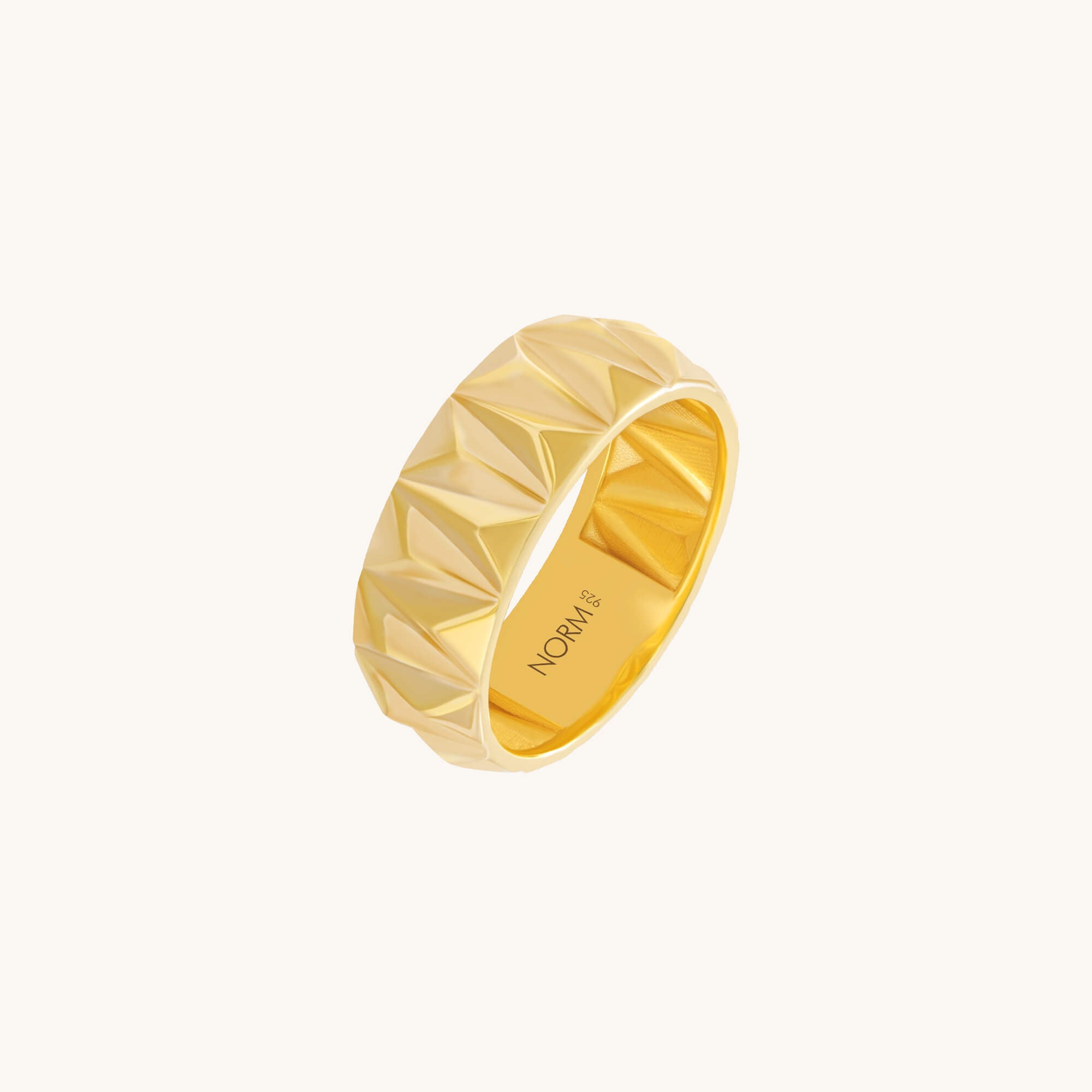 Triangle Bold Band Ring in 24K Gold Plated Vermeil on Silver