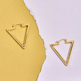 14K Gold Geometric Triangle Hoop Earrings