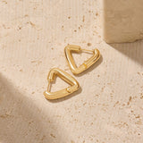 Triangle Tube Hoop Earrings in 14K Solid Yellow Gold