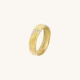 Solid 14K Gold 3.60mm Paved Wave Wedding Band Ring