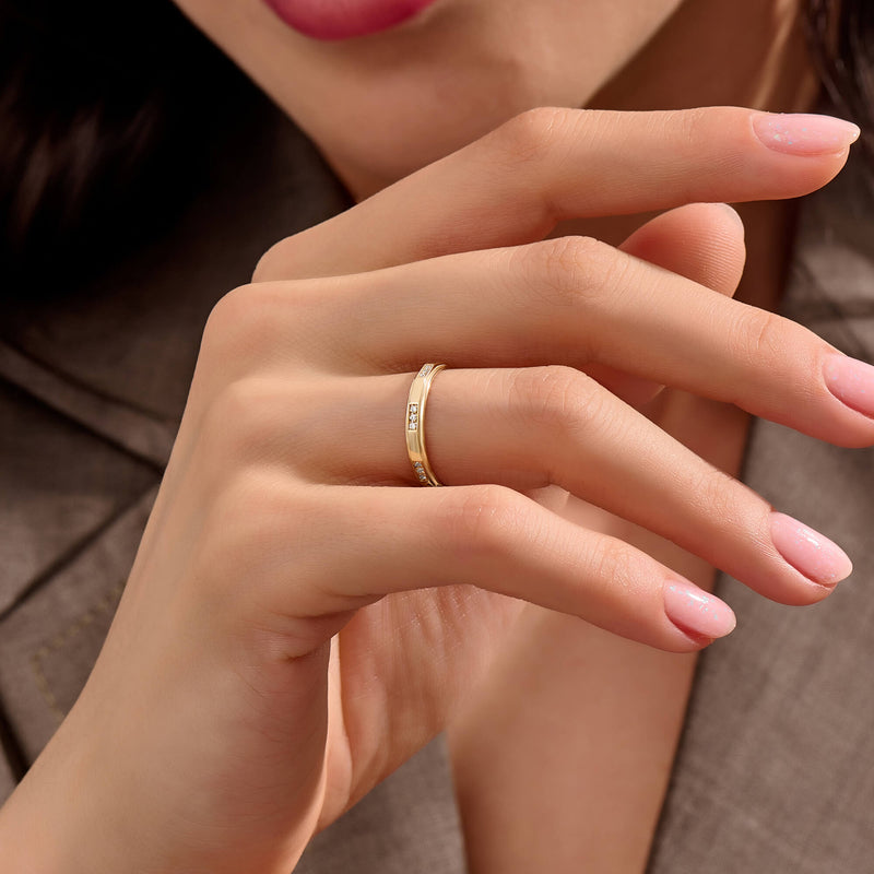 Women's Trio Diamond Band Ring in Solid Gold